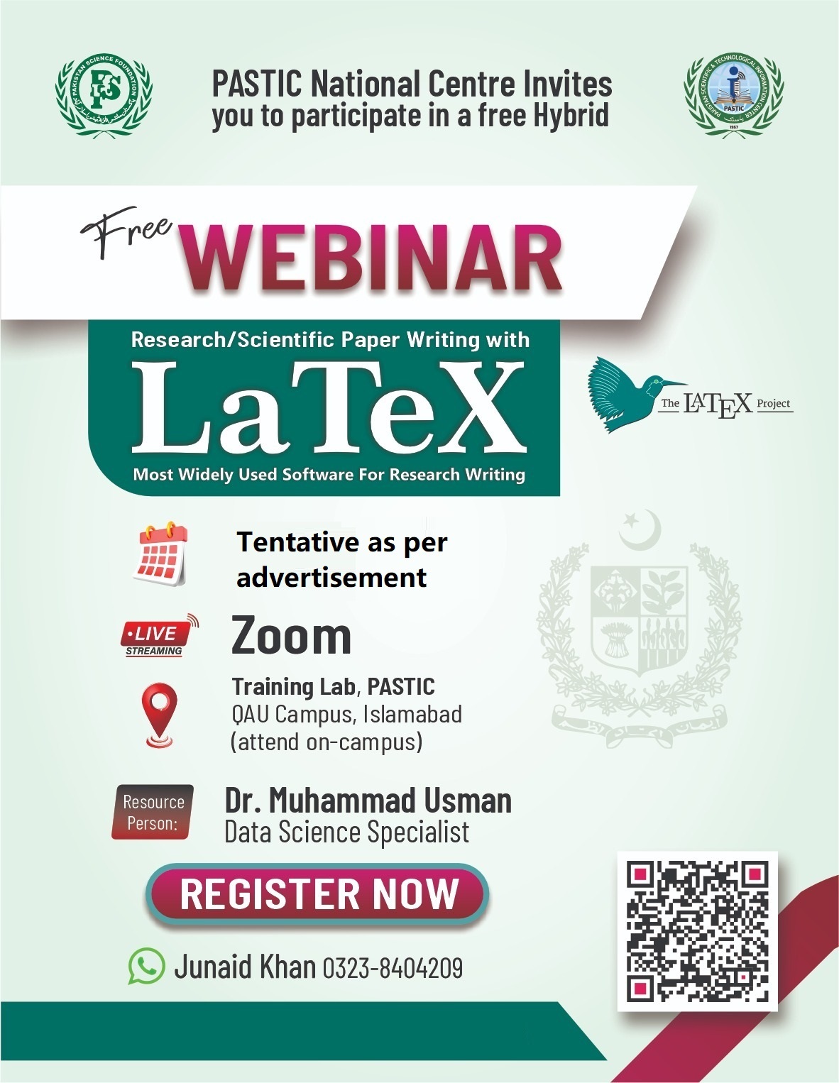 Brochure for One Day Hybrid Webinar on Scientific Writing LaTeX