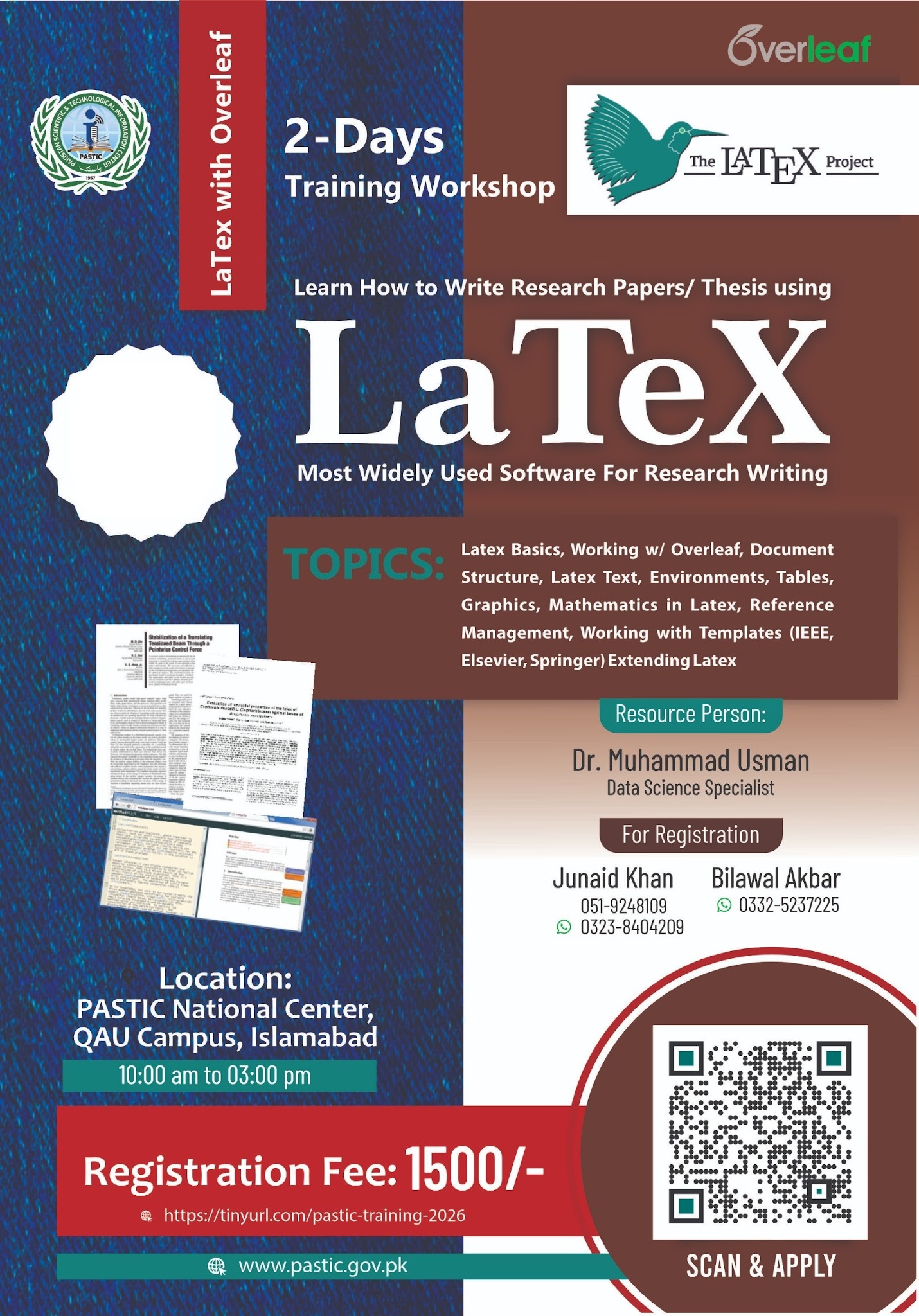 Brochure for Two Days Training Workshop on Scientific Writing with LaTeX
