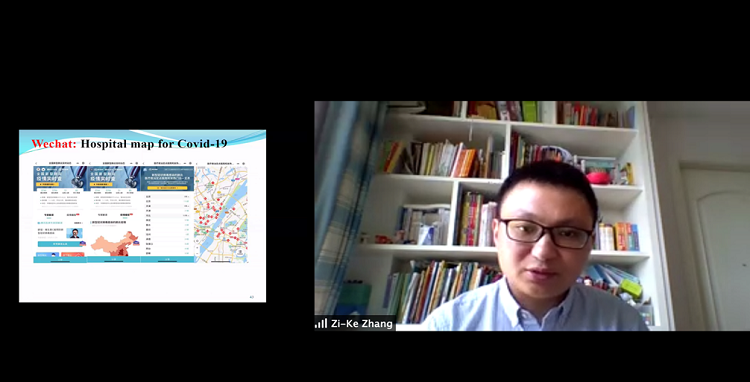 Prof. Zhang Zike (Hangzhou Normal University) delivering his lecture on Use of AI against COVID 19 pandemic. 