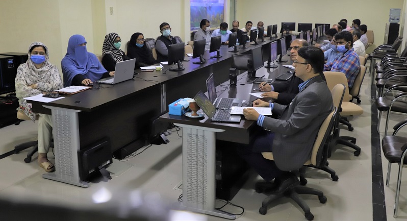 Prof. Dr. Muhammad Akram Shaikh (Director General PASTIC) along with PASTIC team attending the online workshop during the third Pak China Science Workshop