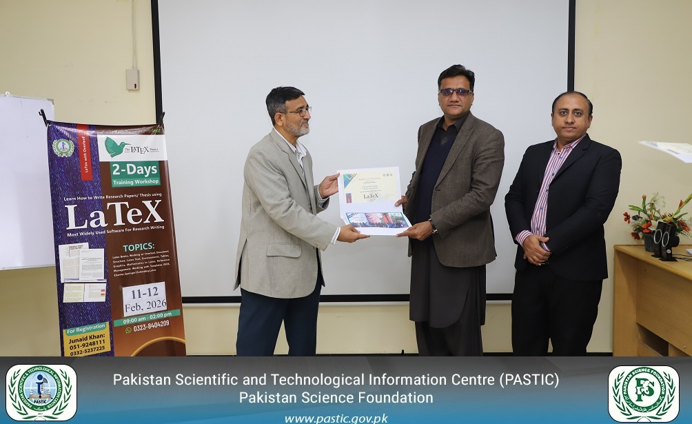 3rd Batch of Training on “Scientific Writing with LaTeX” Concludes Successfully at PASTIC National Center, Islamabad.