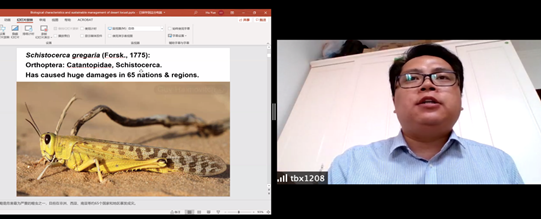 Caption: Prof. Dr. HUANG Wenjiang (Aerospace Information Research
Institute, Chinese Academy of Sciences) delivering his lecture on Pest and
disease monitoring and forecasting by Remote sensing and GIS at global, national
and regional scales